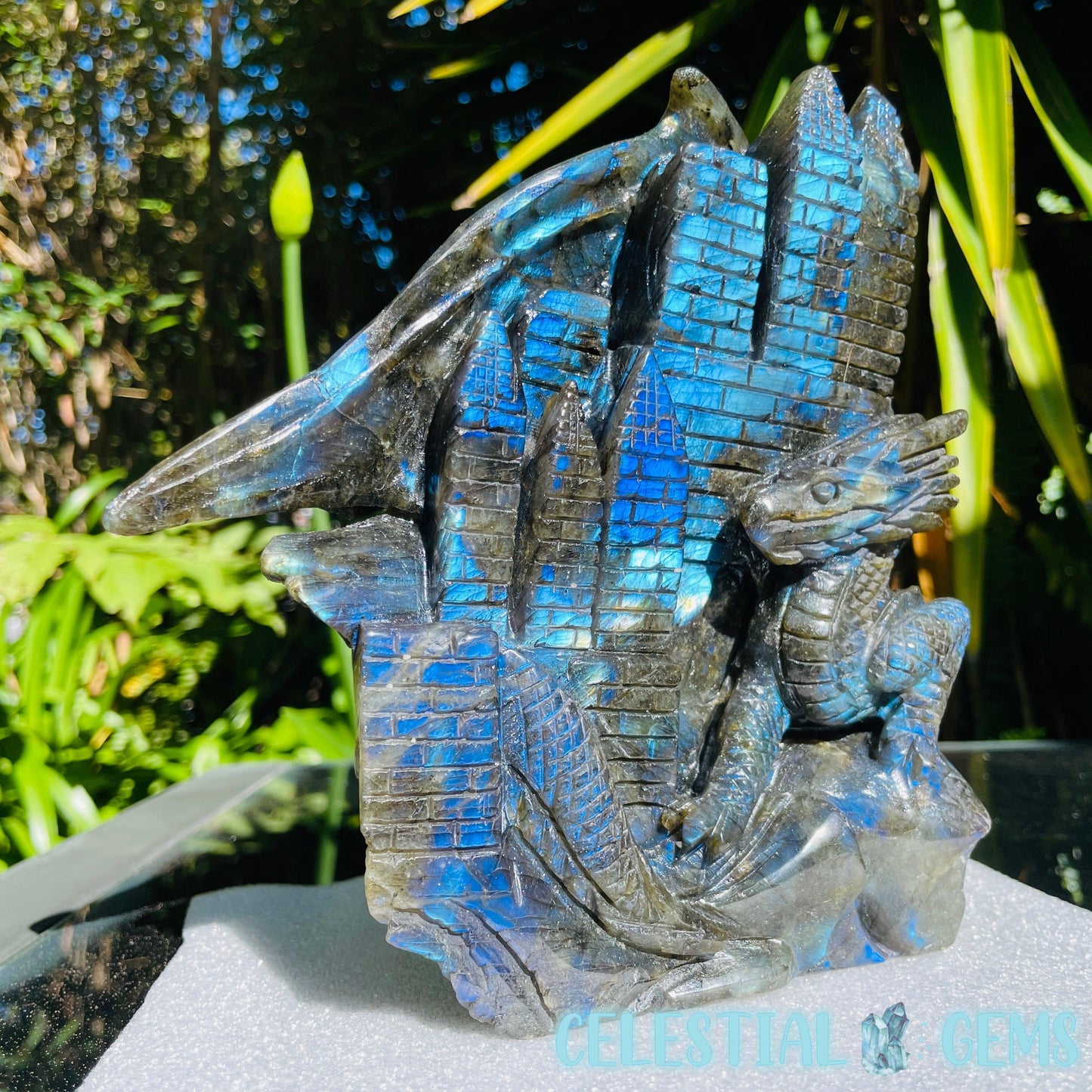 Labradorite Dragon Castle Large Carving