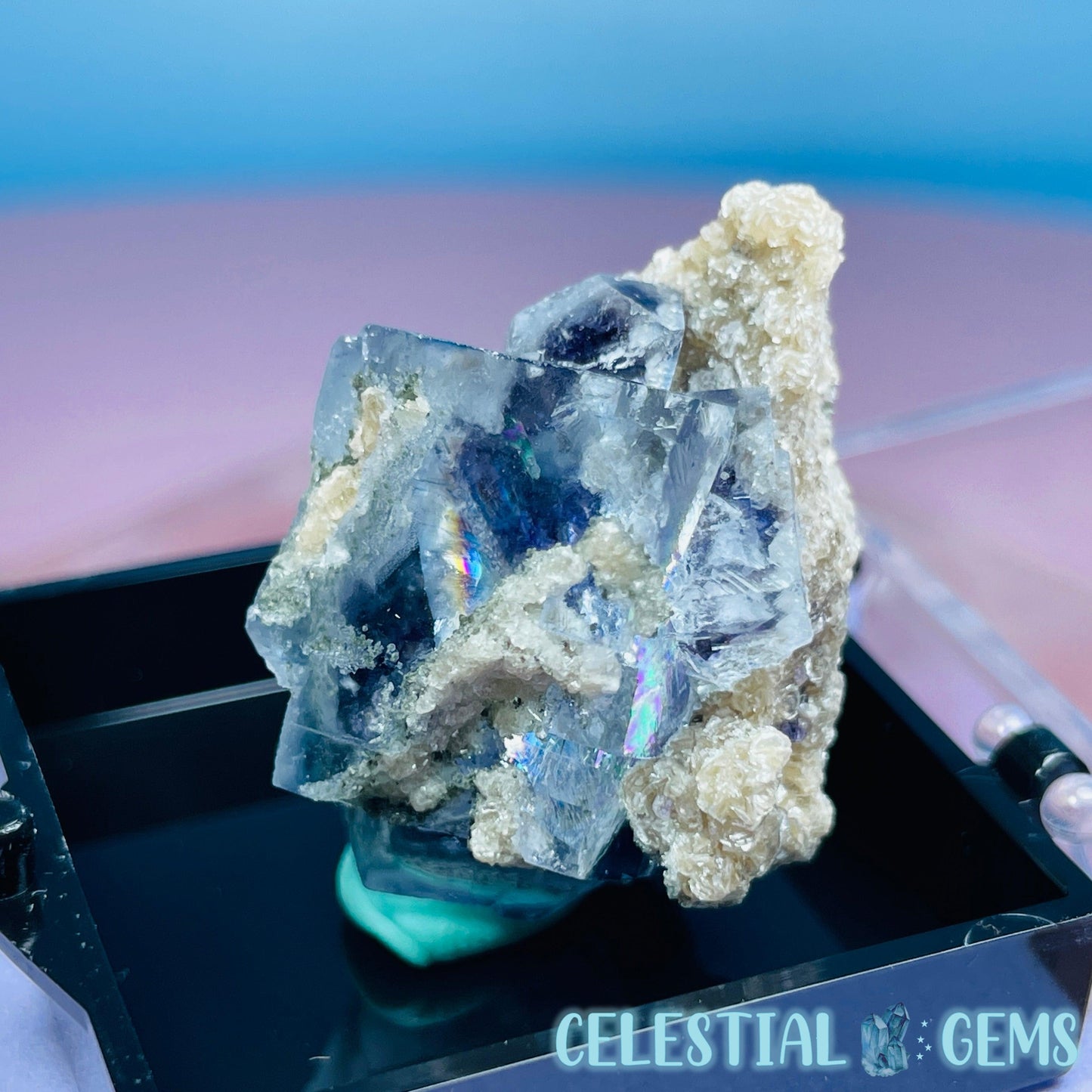 RARE Yaogangxian Colour-Zoned Fluorite with Mica + Chlorite Mini Cluster Specimen