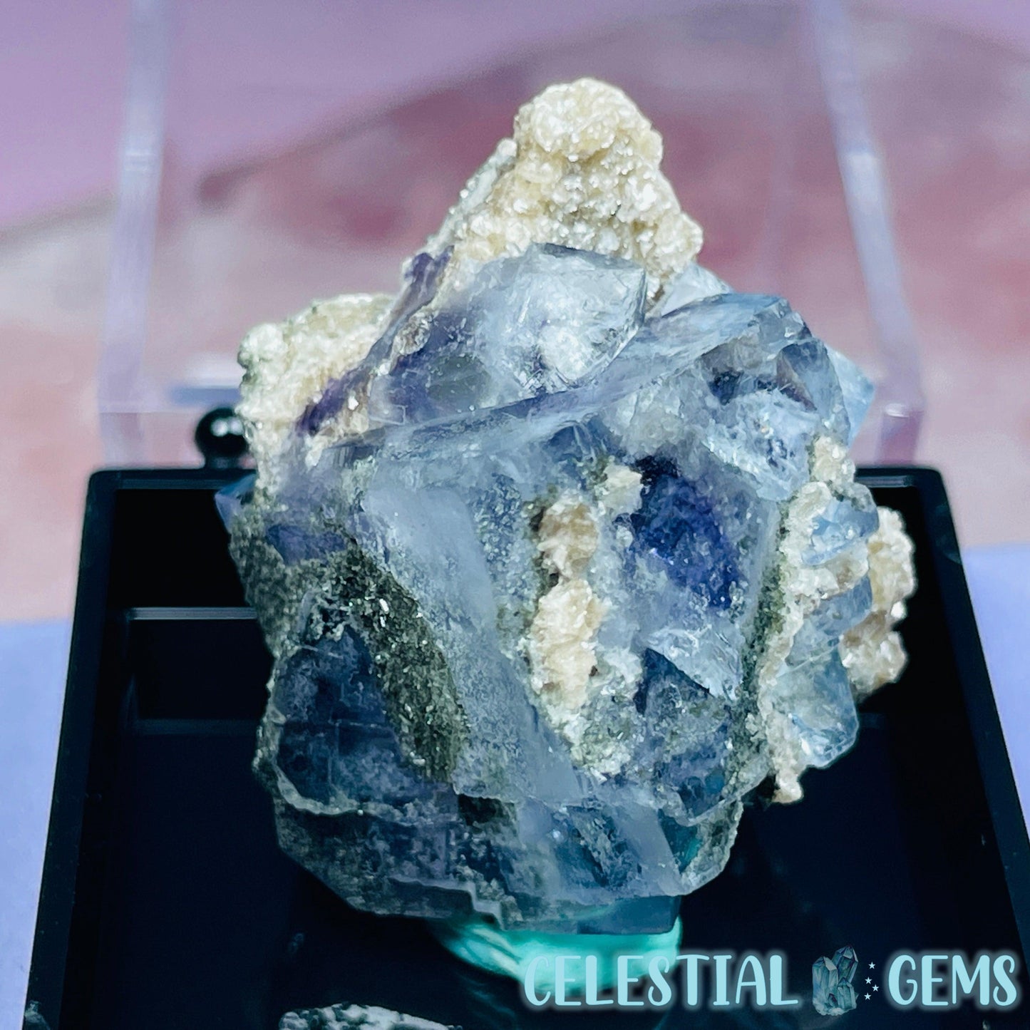 RARE Yaogangxian Colour-Zoned Fluorite with Mica + Chlorite Mini Cluster Specimen