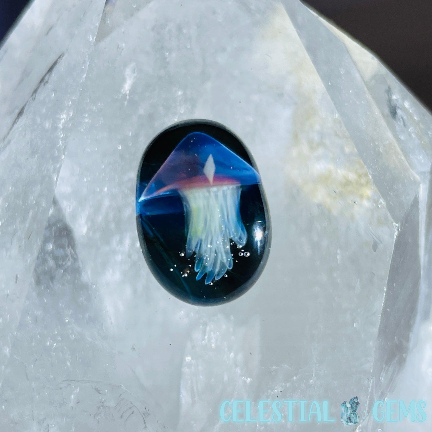 Glass Blown Jellyfish Mini Cabochon/Bead B