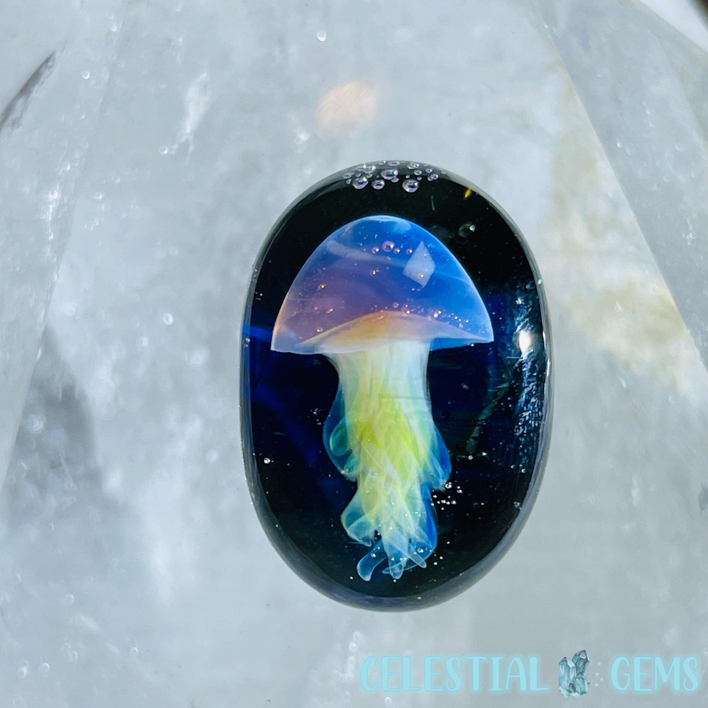 Glass Blown Jellyfish Mini Cabochon/Bead C