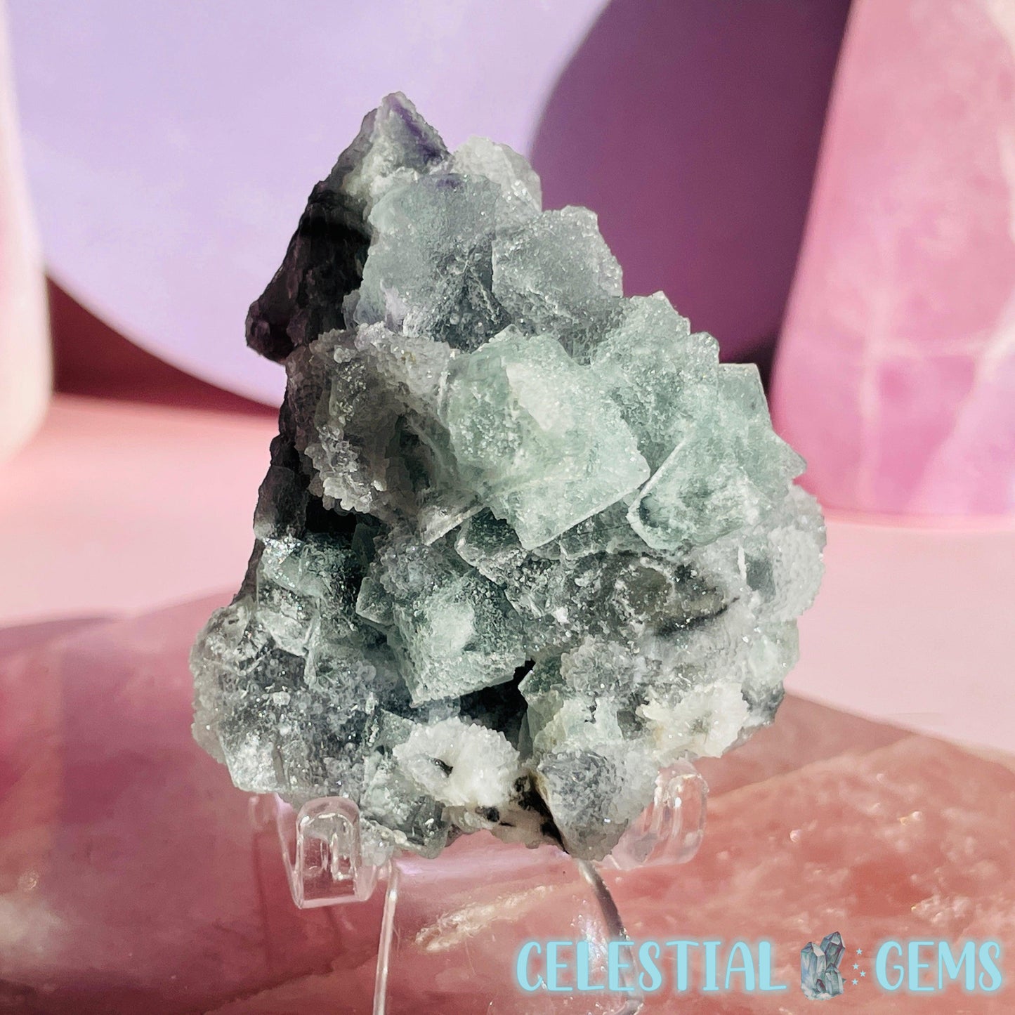 Dark Green Cubic Fluorite Small Cluster Plate