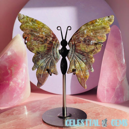 Ocean Jasper Butterfly Medium Carving on Stand