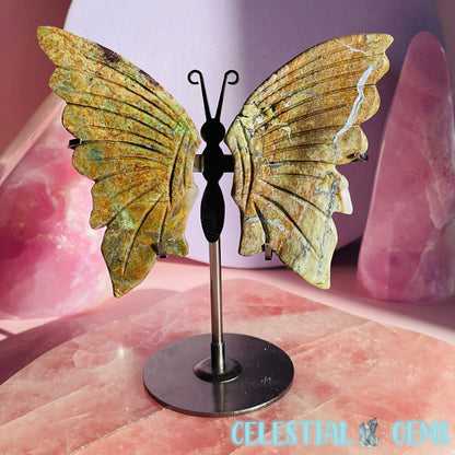 Ocean Jasper Butterfly Medium Carving on Stand