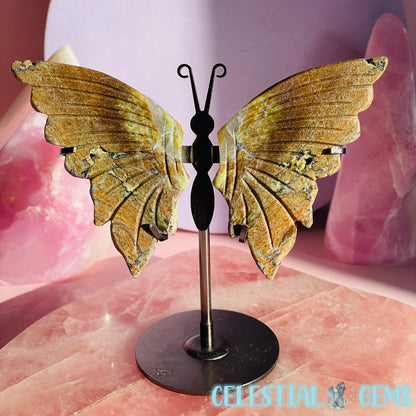 Ocean Jasper Butterfly Medium Carving on Stand