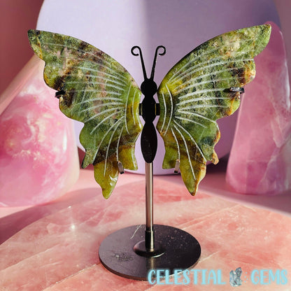 Ocean Jasper Butterfly Medium Carving on Stand