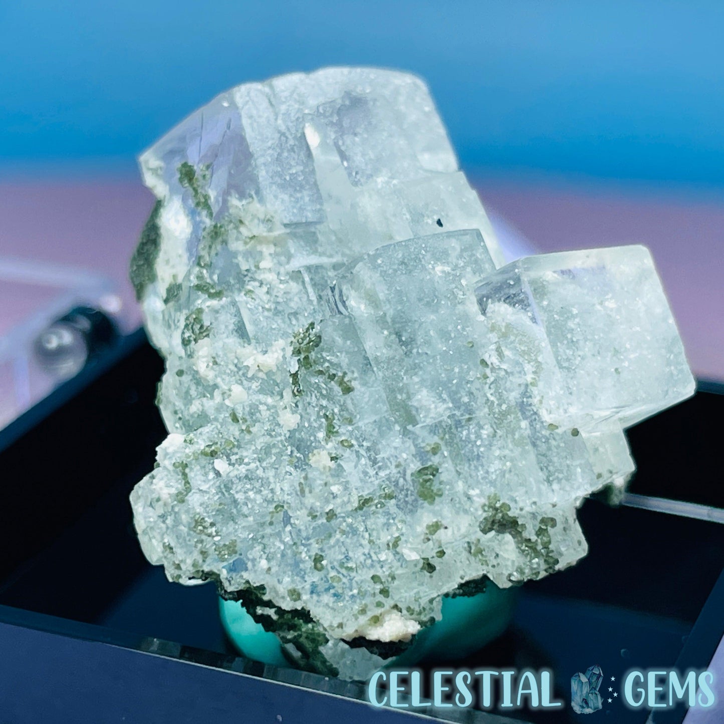 RARE Yaogangxian Colour-Zoned Fluorite with Chlorite + Mica Mini Cluster Specimen