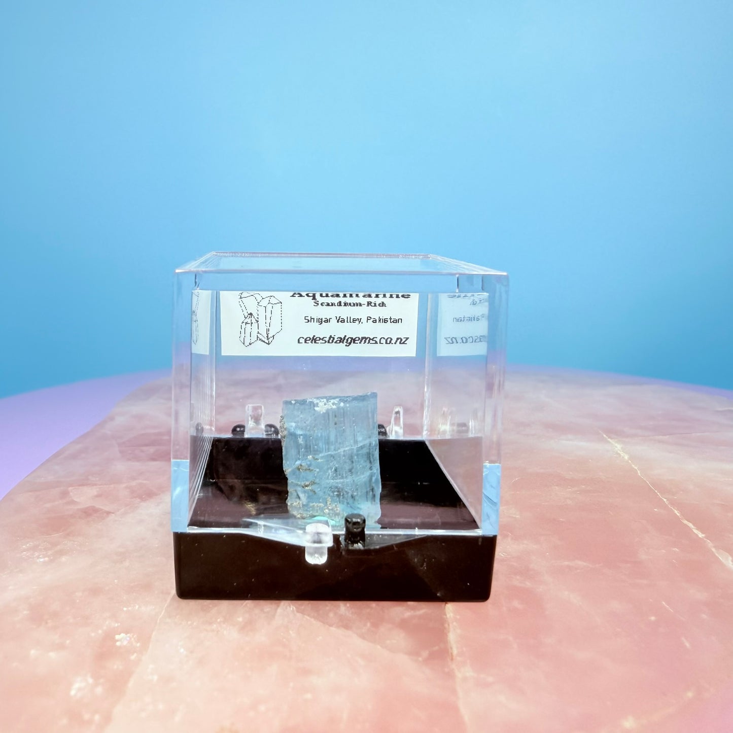 Aquamarine (Scandium-Rich) Crystal Specimen in Box
