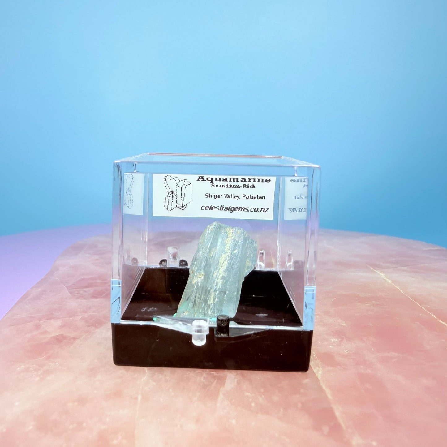 Aquamarine (Scandium-Rich) Crystal Specimen in Box