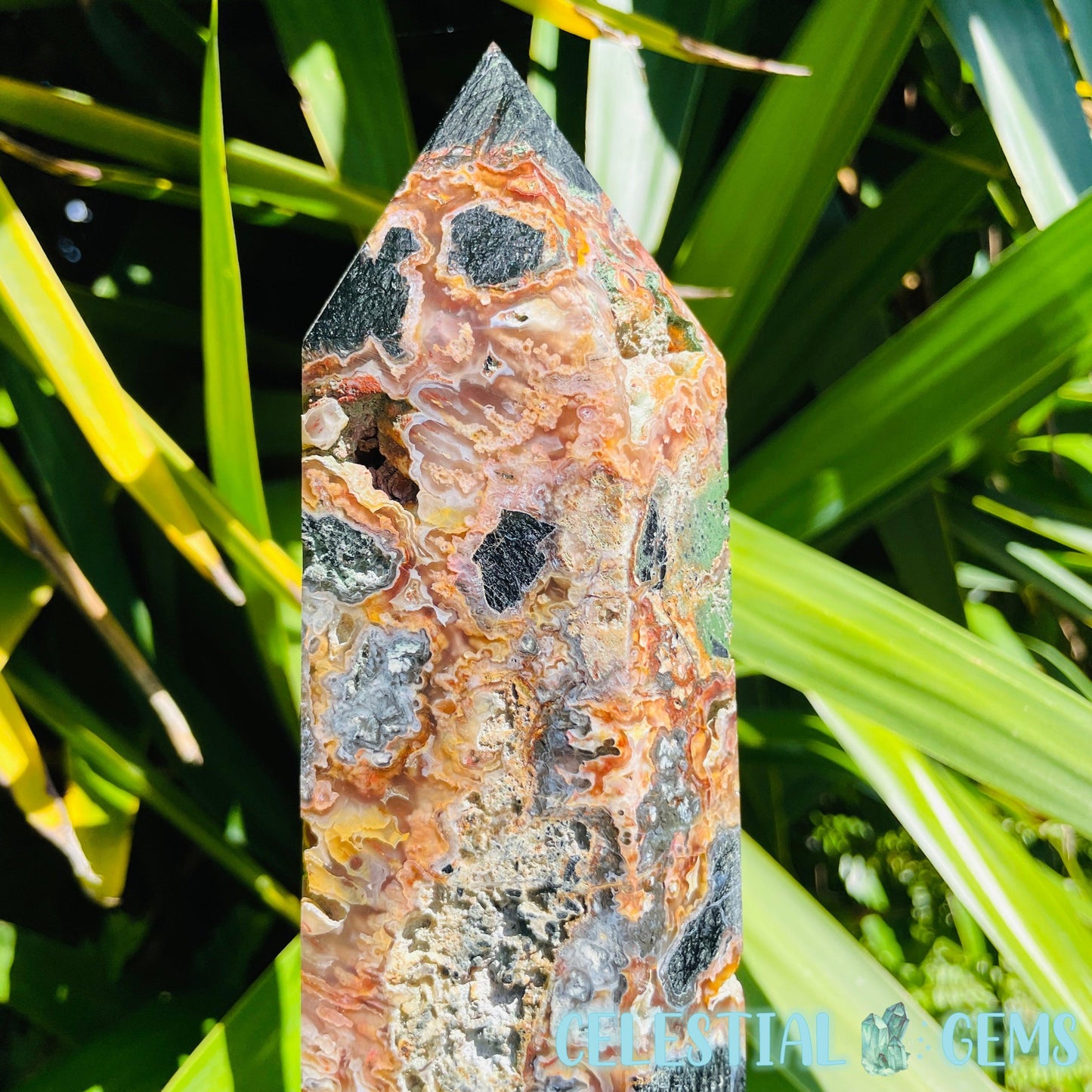 RARE Indonesian Tube Agate + Black Basalt XXL Statement Tower