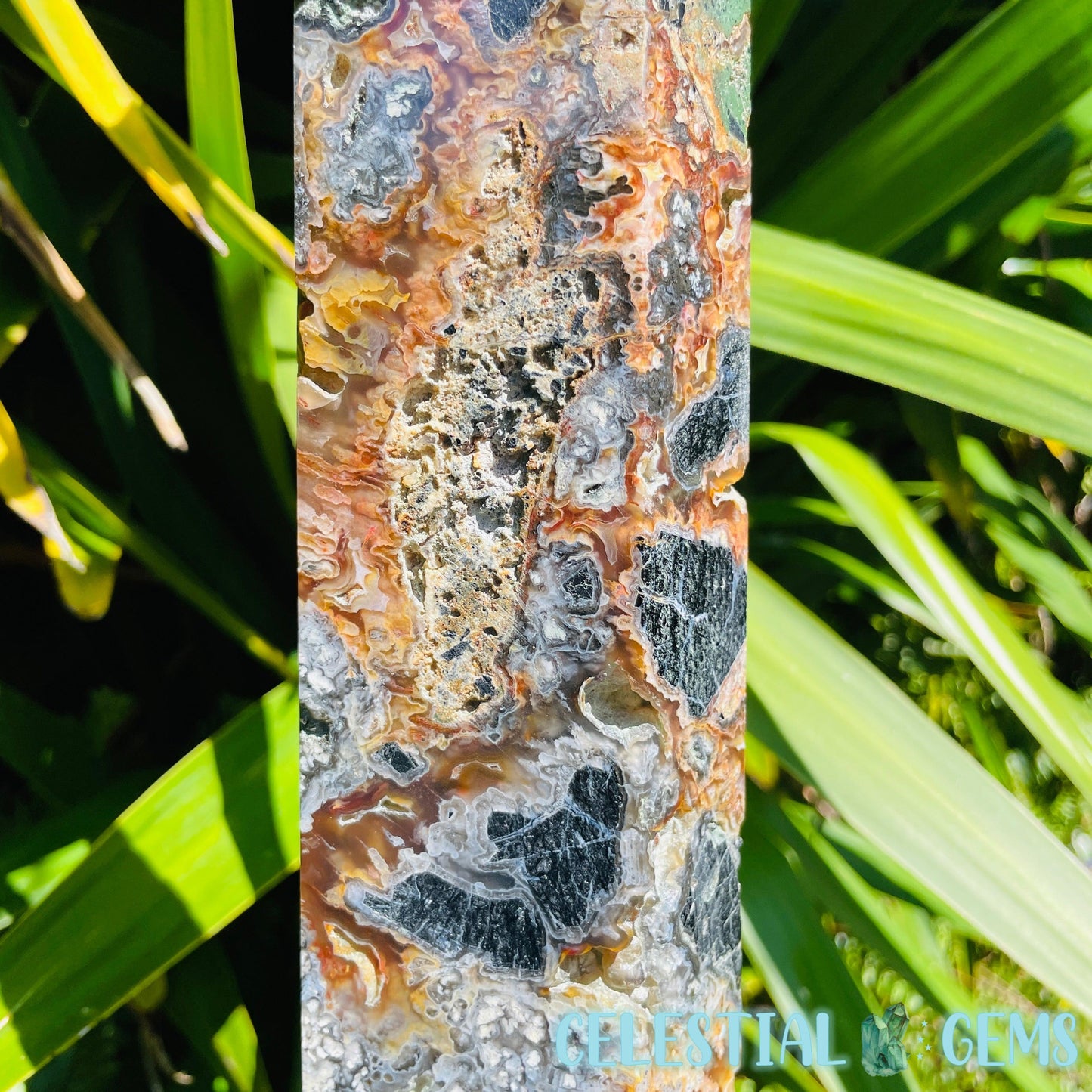 RARE Indonesian Tube Agate + Black Basalt XXL Statement Tower