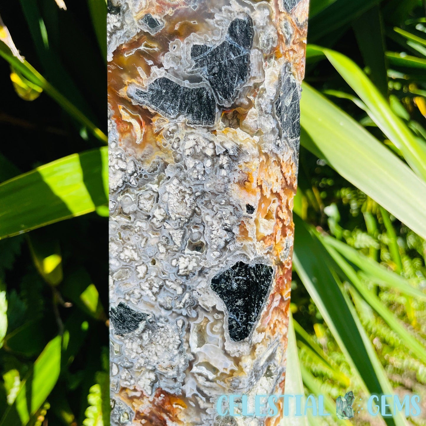 RARE Indonesian Tube Agate + Black Basalt XXL Statement Tower