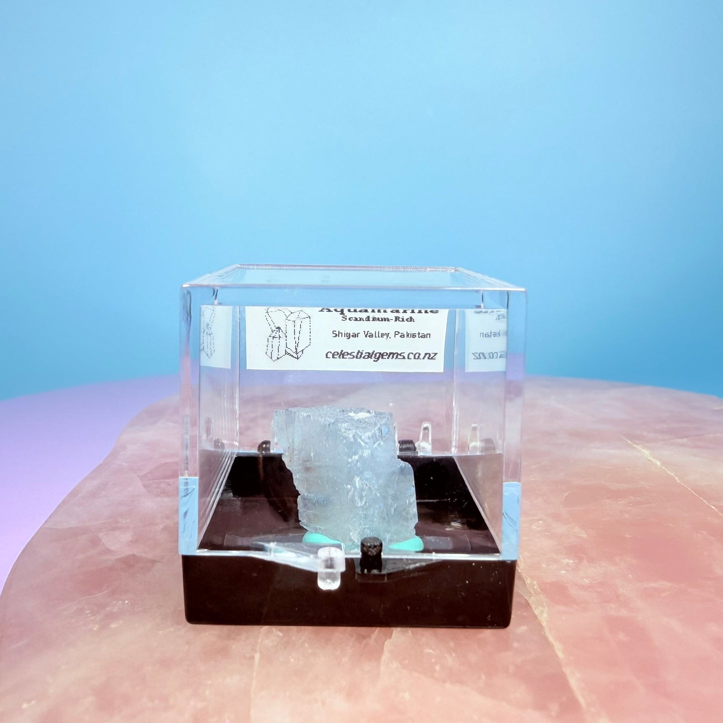 Aquamarine (Scandium-Rich) Crystal Specimen in Box