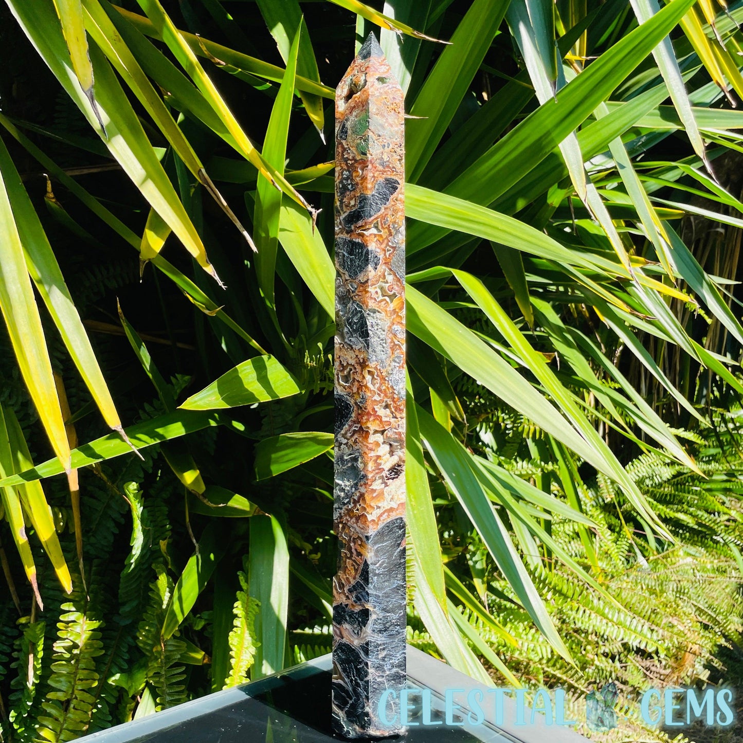 RARE Indonesian Tube Agate + Black Basalt XXL Statement Tower