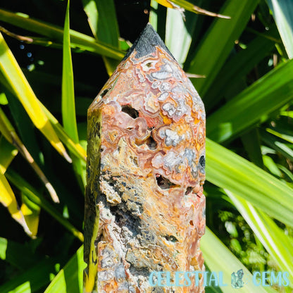 RARE Indonesian Tube Agate + Black Basalt XXL Statement Tower