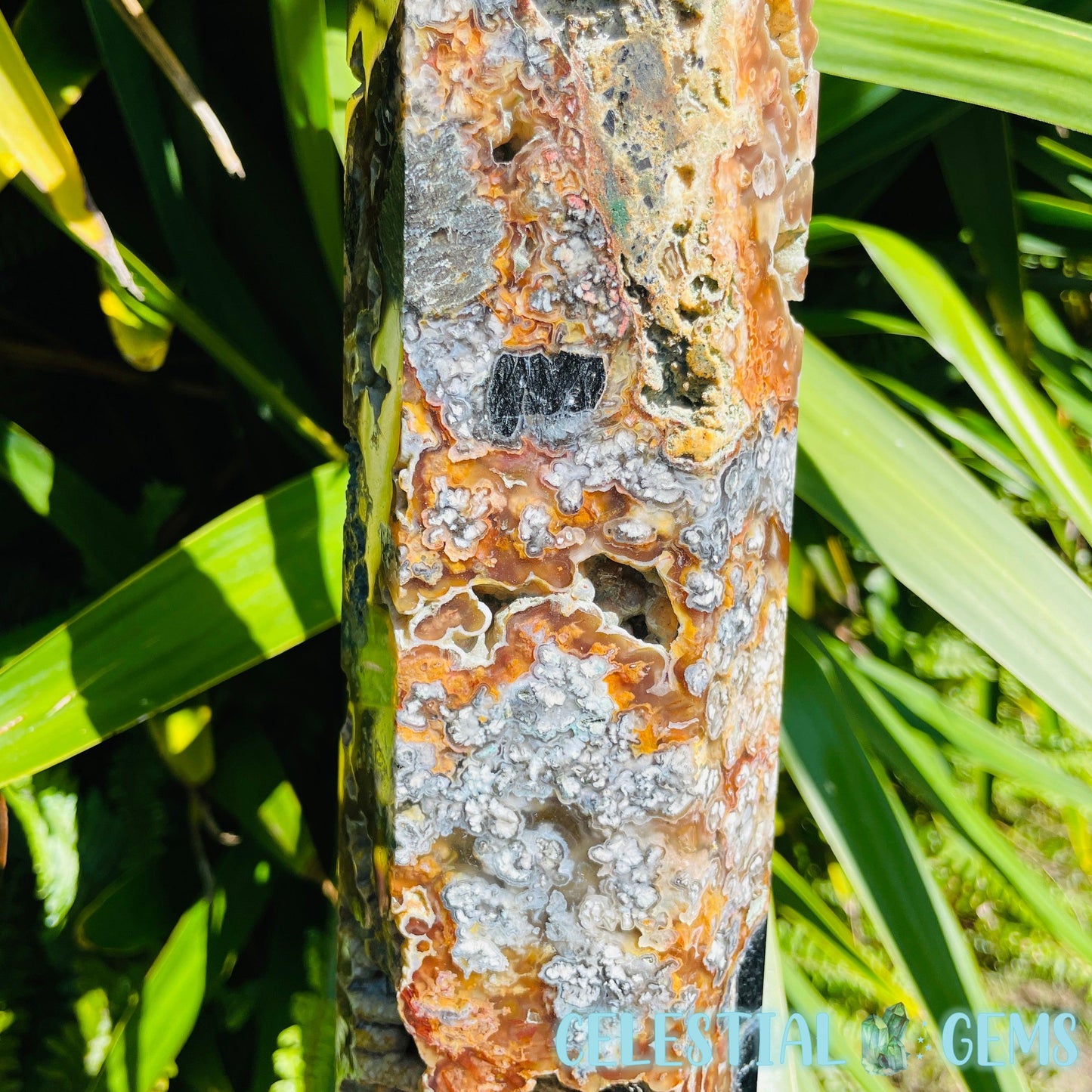 RARE Indonesian Tube Agate + Black Basalt XXL Statement Tower