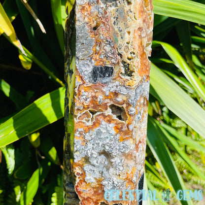 RARE Indonesian Tube Agate + Black Basalt XXL Statement Tower