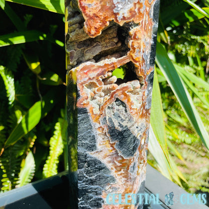 RARE Indonesian Tube Agate + Black Basalt XXL Statement Tower