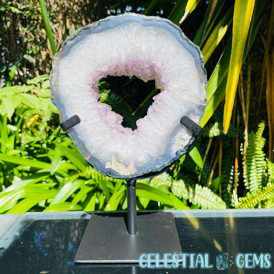Amethyst Cluster Geode Large Slice on Stand