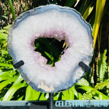 Amethyst Cluster Geode Large Slice on Stand