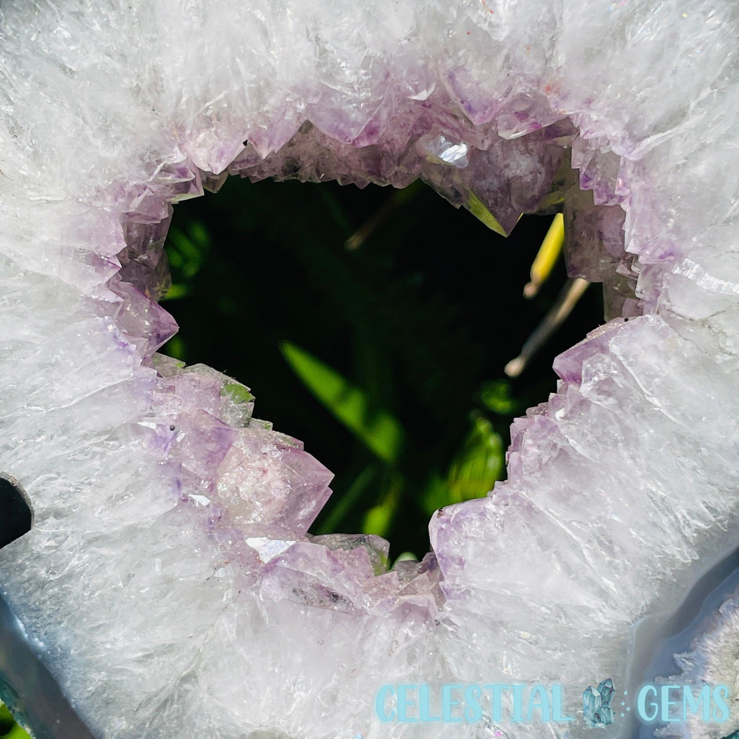 Amethyst Cluster Geode Large Slice on Stand
