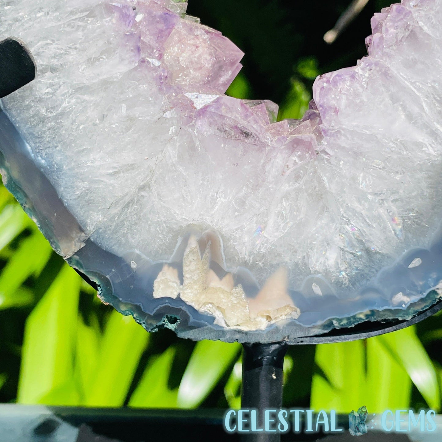 Amethyst Cluster Geode Large Slice on Stand