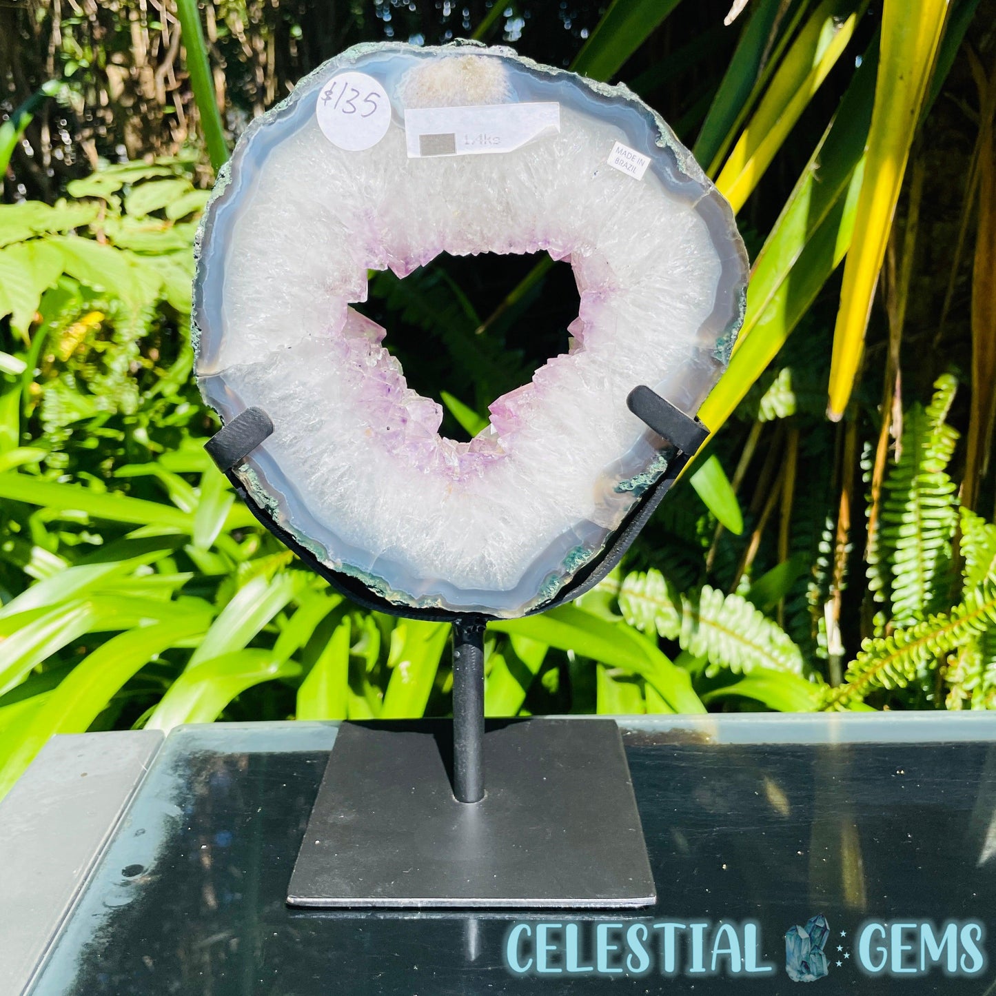 Amethyst Cluster Geode Large Slice on Stand