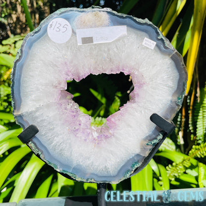 Amethyst Cluster Geode Large Slice on Stand