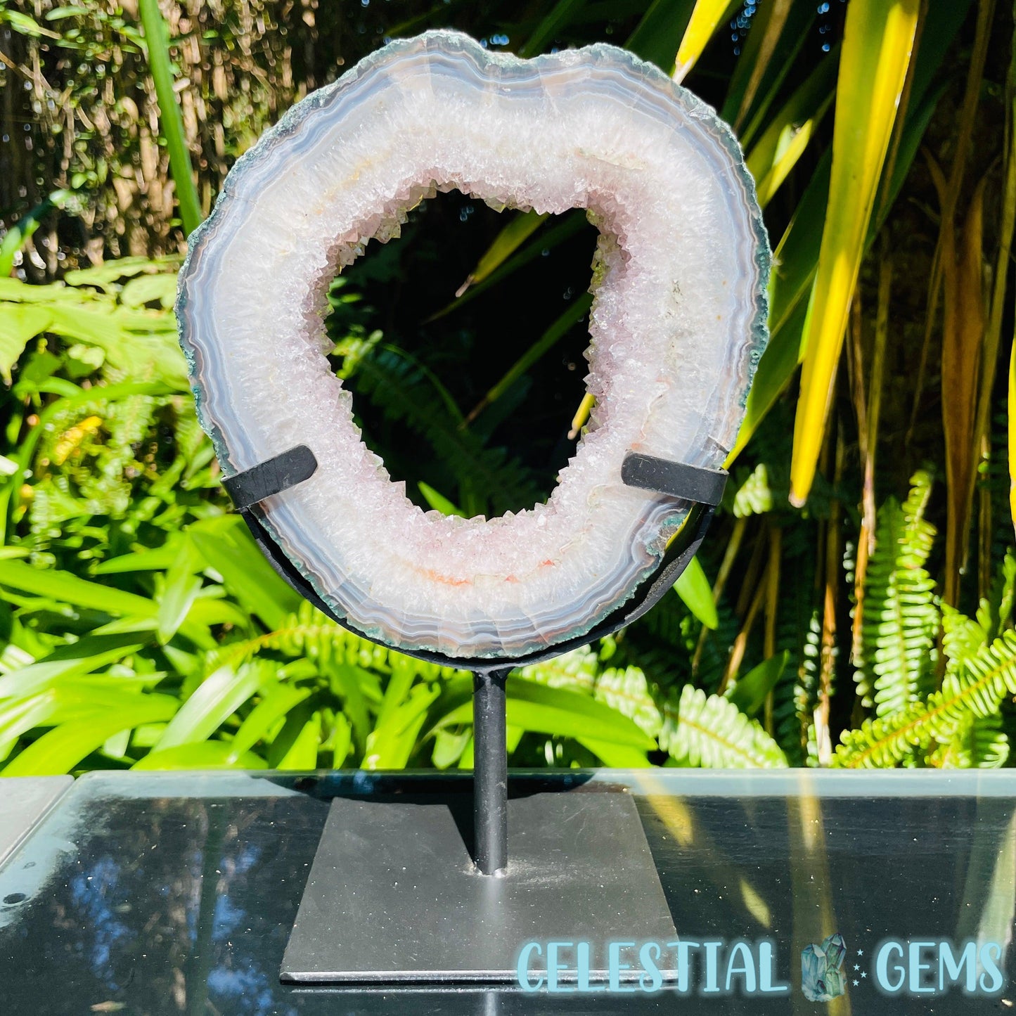 Amethyst Cluster Geode Large Slice on Stand