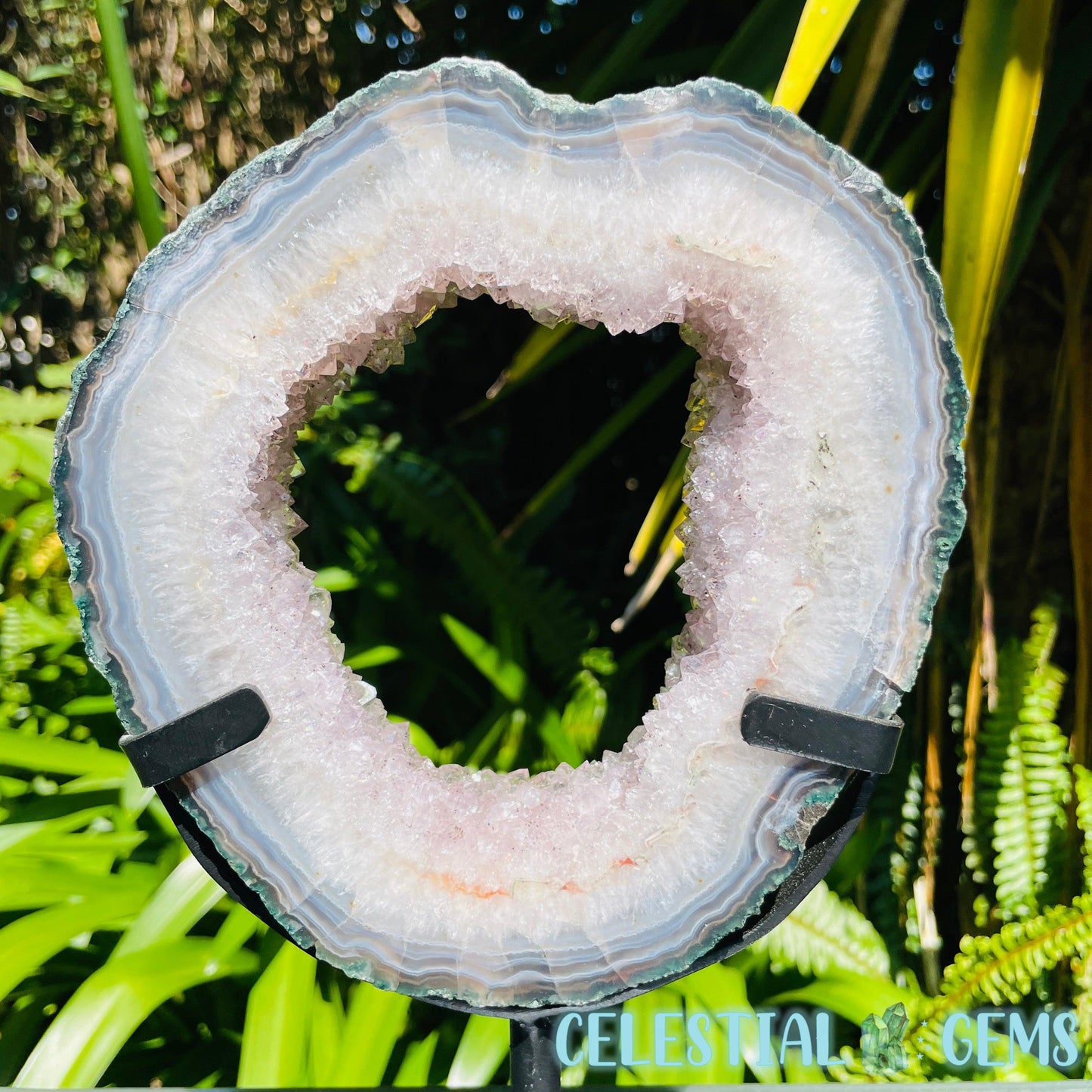 Amethyst Cluster Geode Large Slice on Stand