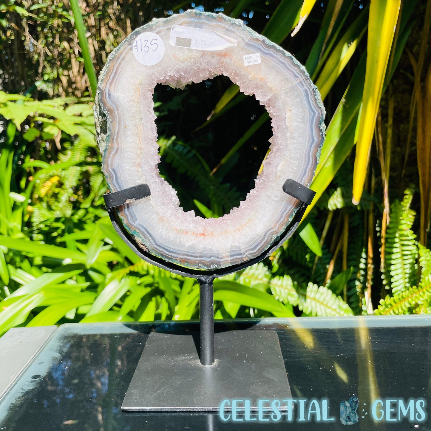 Amethyst Cluster Geode Large Slice on Stand
