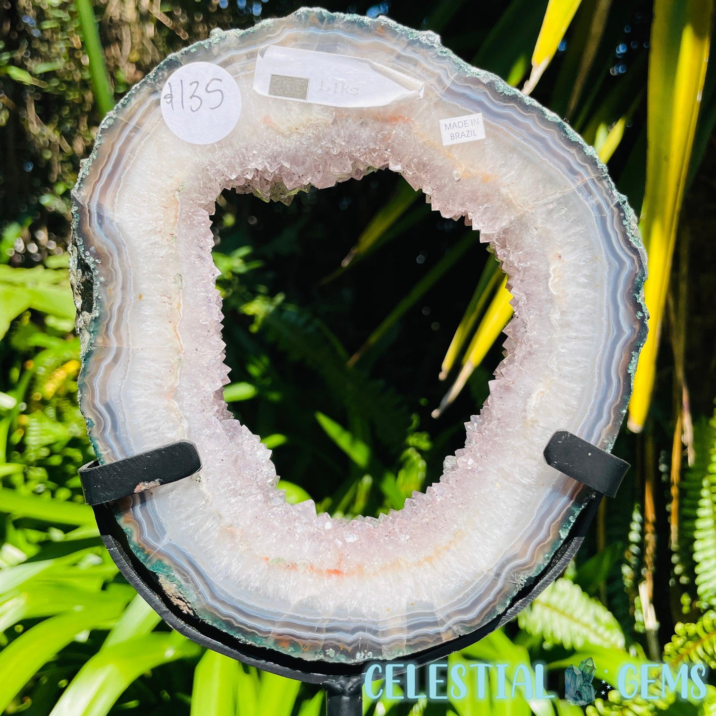 Amethyst Cluster Geode Large Slice on Stand
