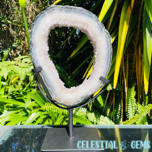 Amethyst Cluster Geode Large Slice on Stand