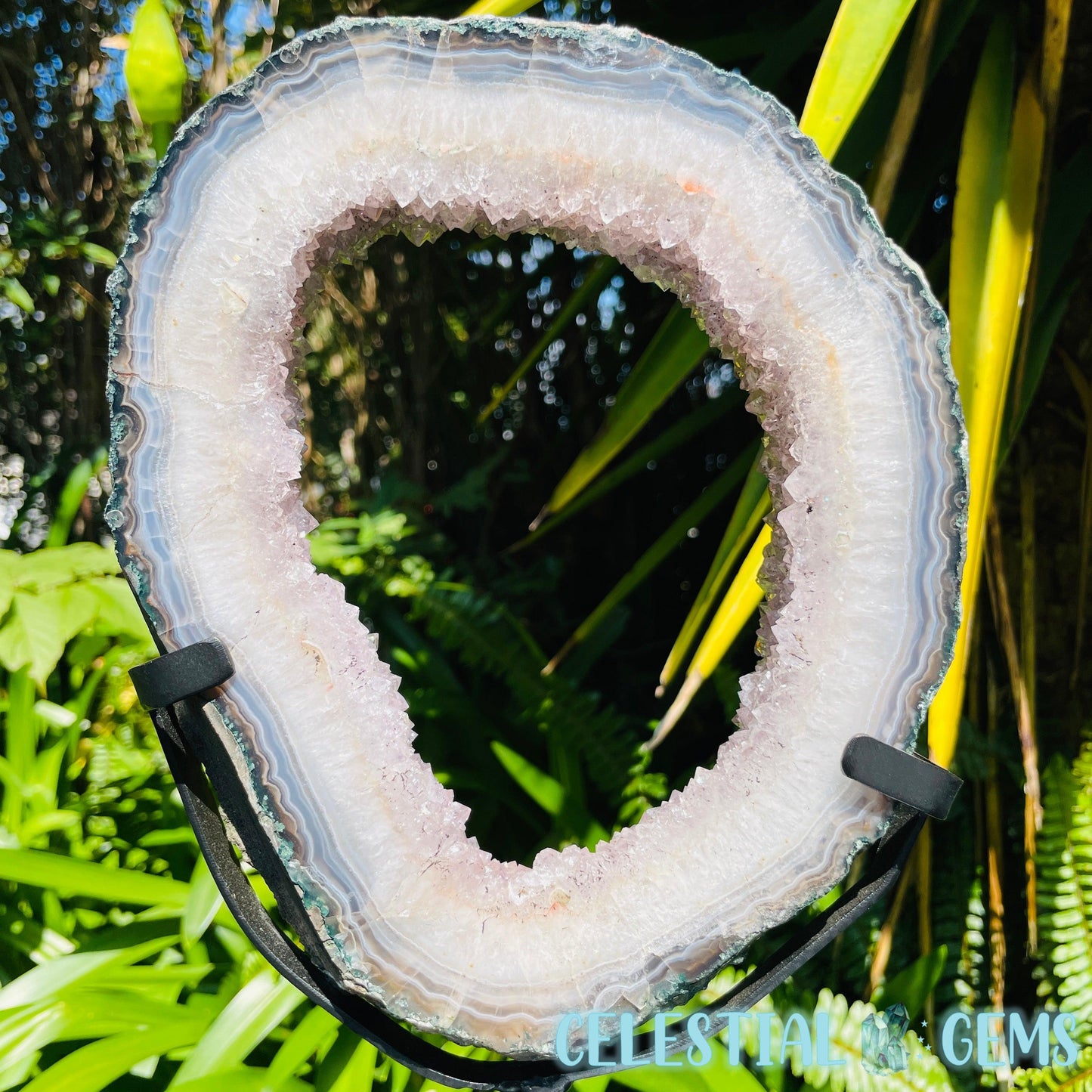 Amethyst Cluster Geode Large Slice on Stand