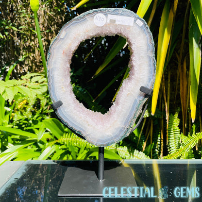 Amethyst Cluster Geode Large Slice on Stand