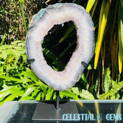 Amethyst Cluster Geode Large Slice on Stand