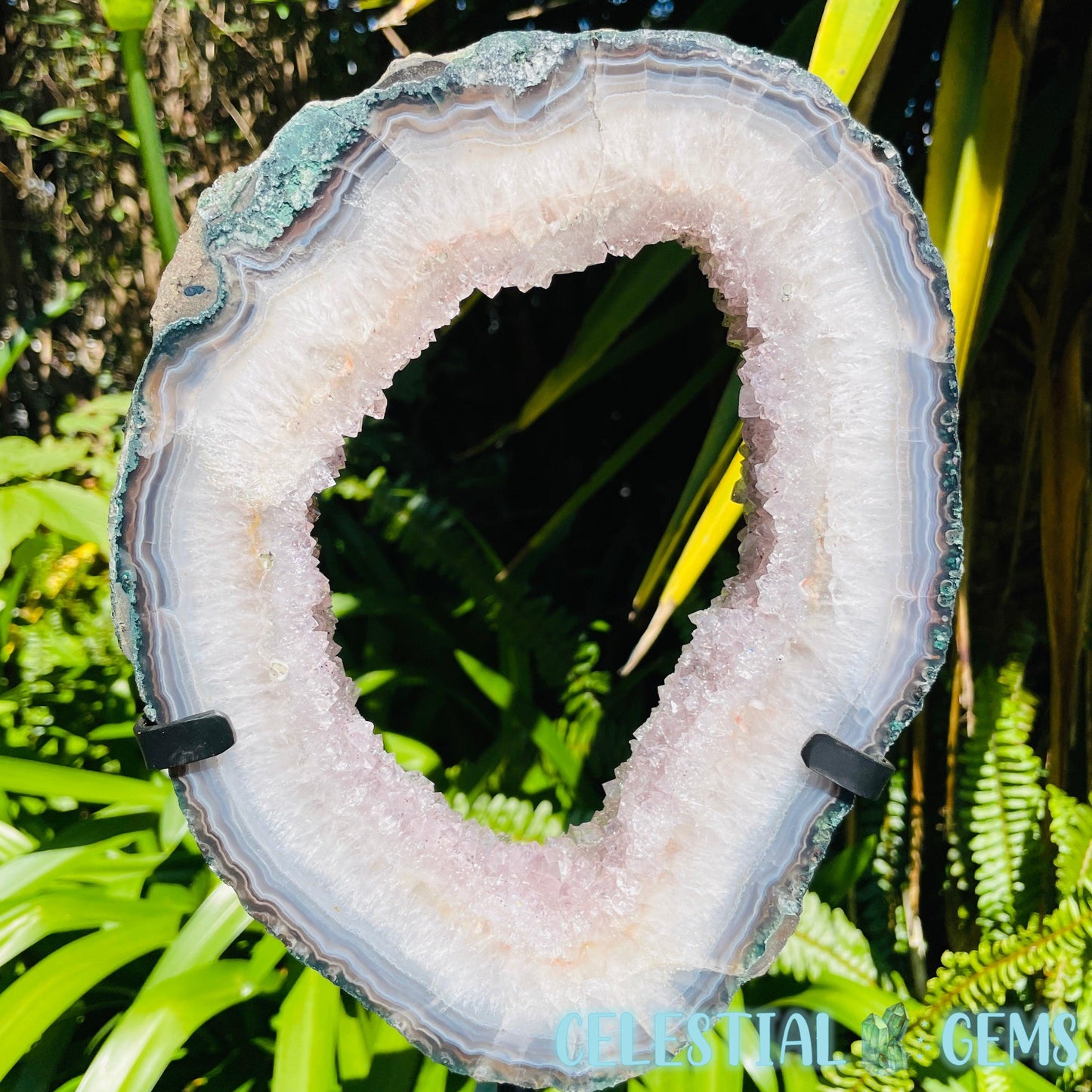 Amethyst Cluster Geode Large Slice on Stand