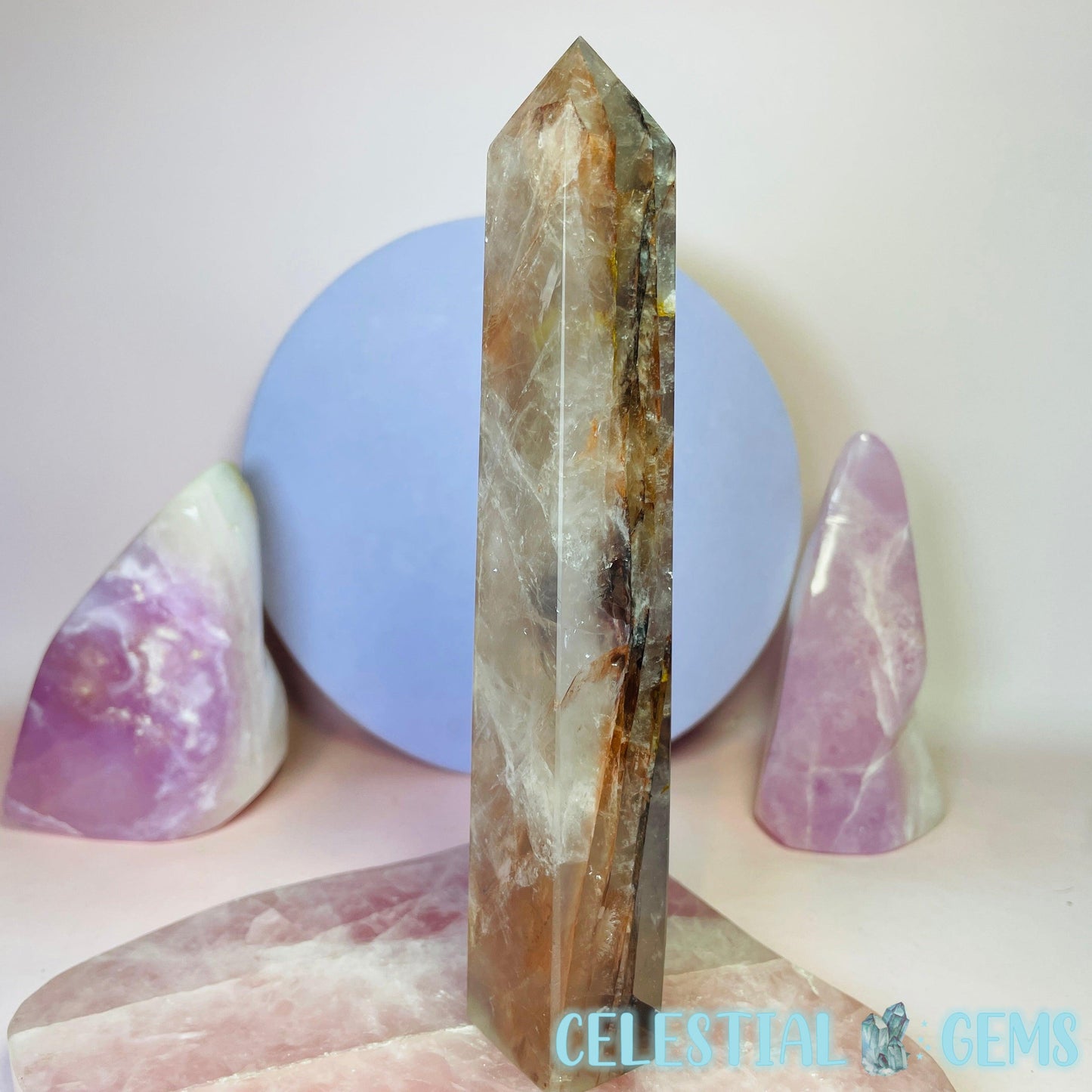 Fire (Hematoid) Quartz Obelisk Large Tower