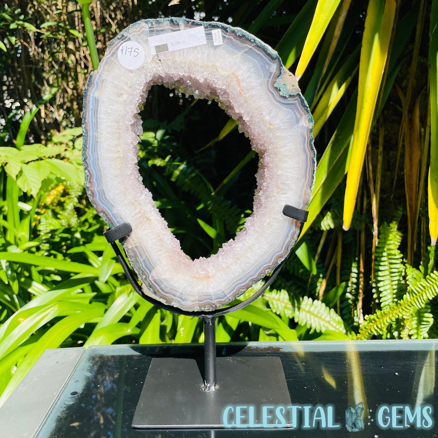 Amethyst Cluster Geode Large Slice on Stand