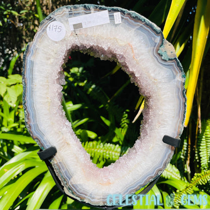 Amethyst Cluster Geode Large Slice on Stand