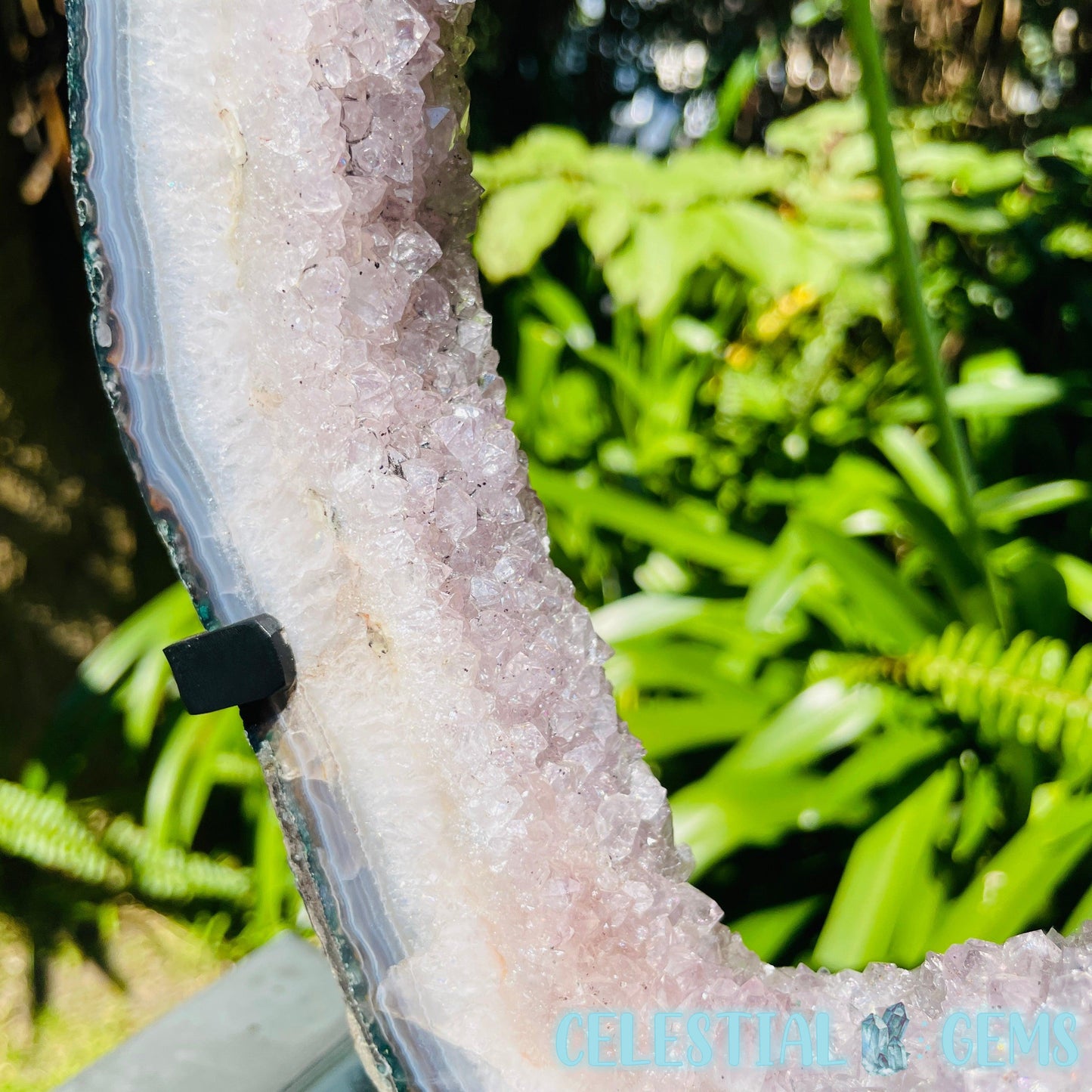 Amethyst Cluster Geode Large Slice on Stand