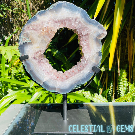 Amethyst Cluster Geode Large Slice on Stand