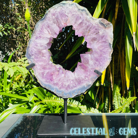 Amethyst Cluster Geode XL Slice on Stand