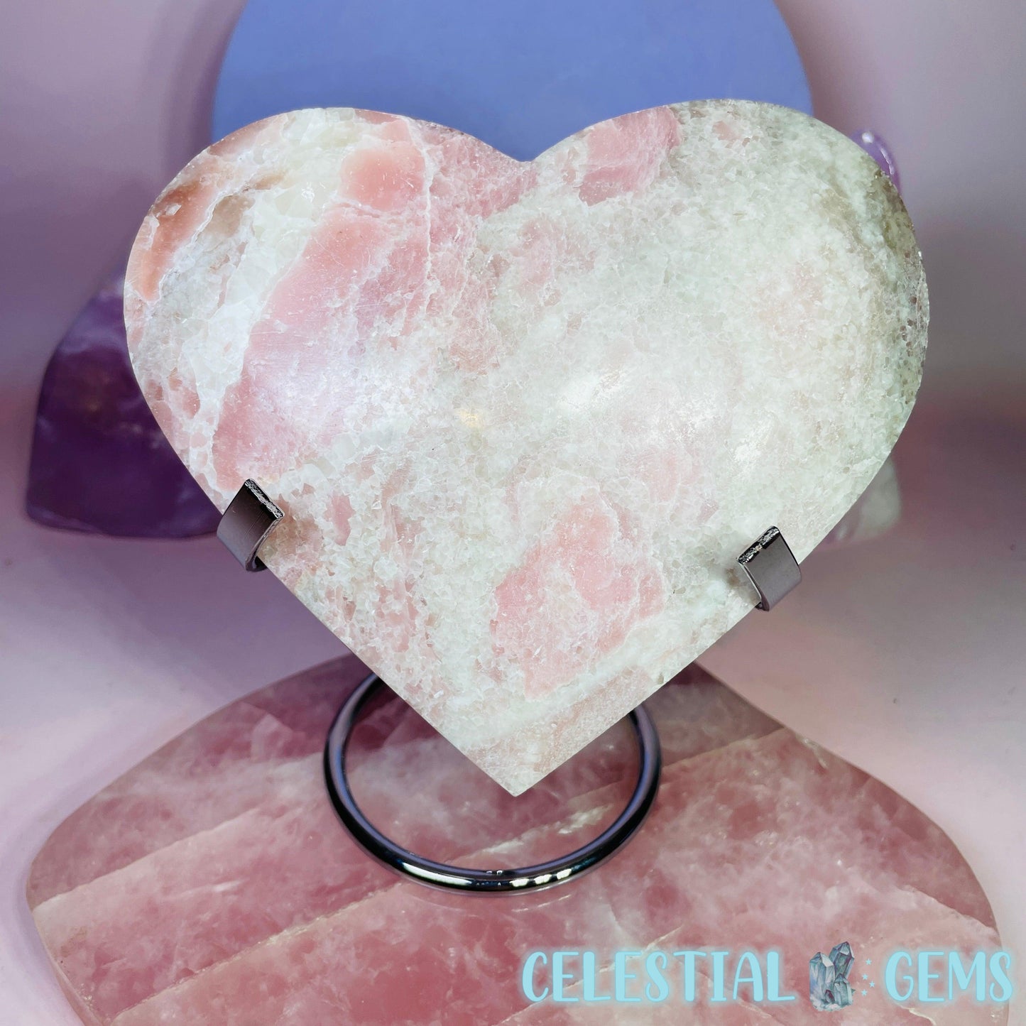 Pink Opal Heart Large Carving A