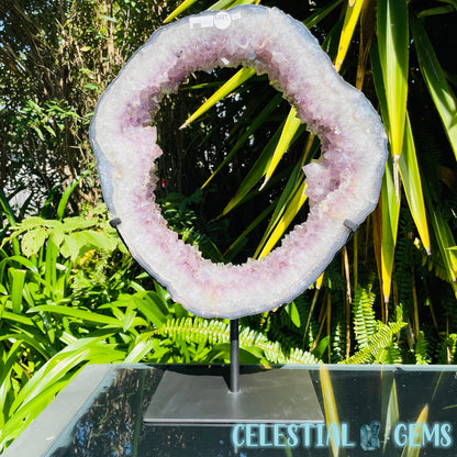 Amethyst Cluster Geode XL Slice on Stand