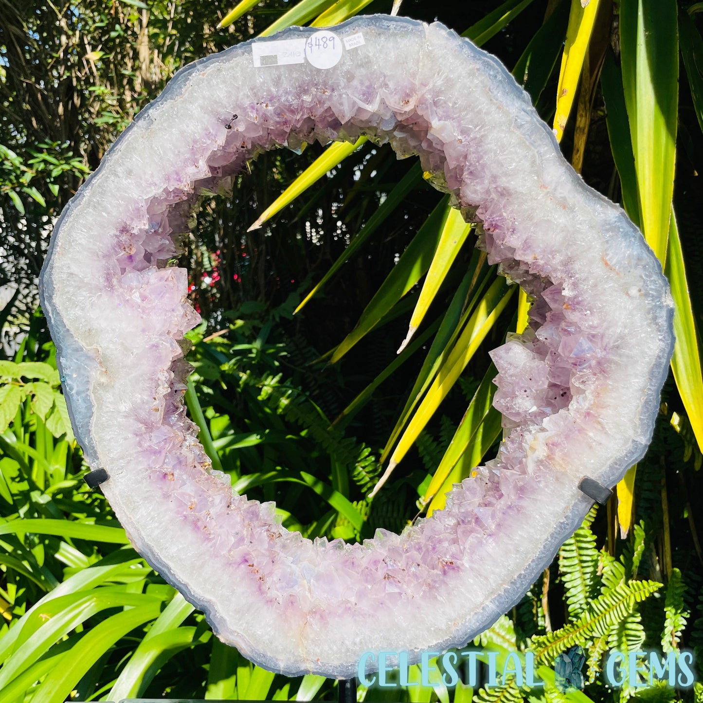 Amethyst Cluster Geode XL Slice on Stand