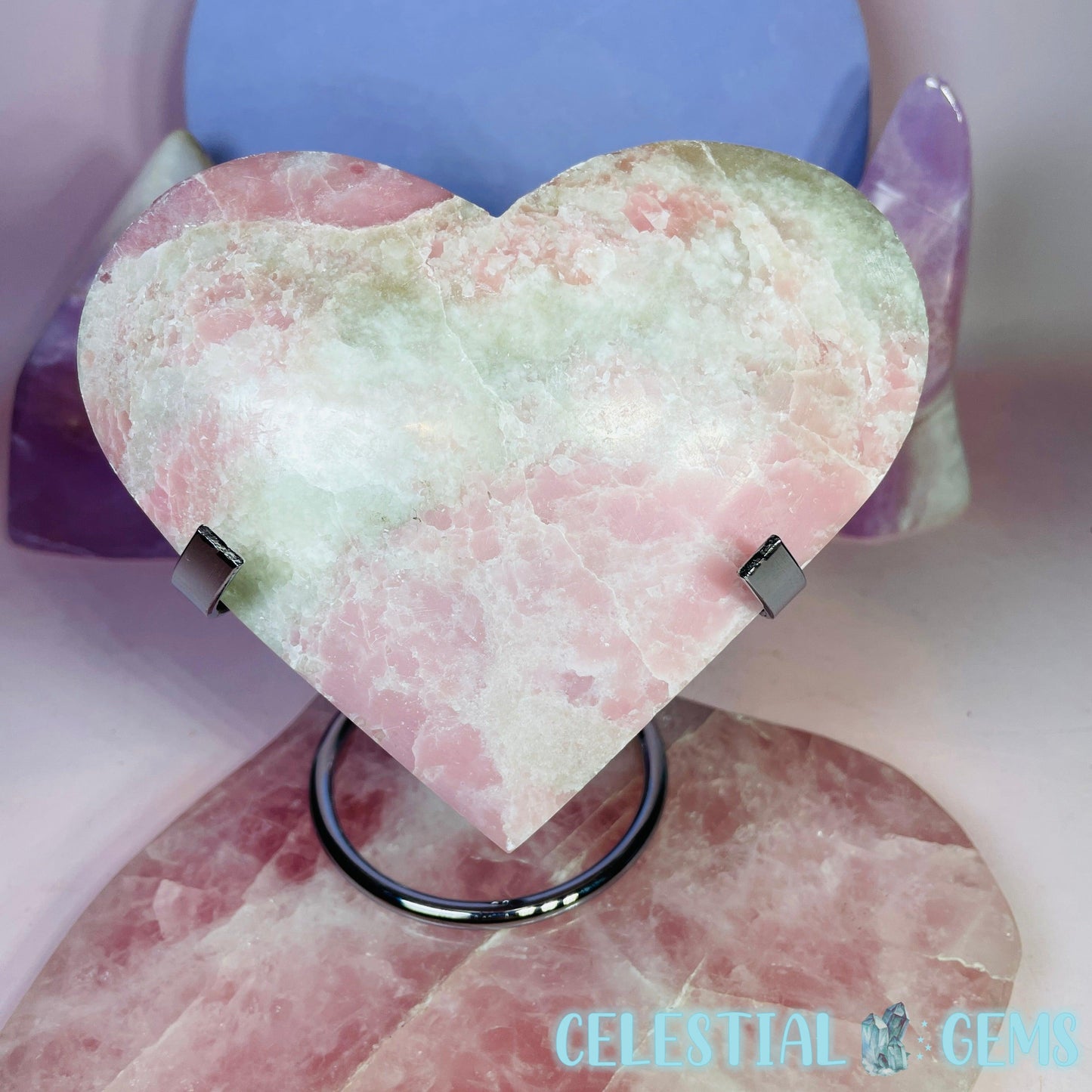 Pink Opal Heart Large Carving C