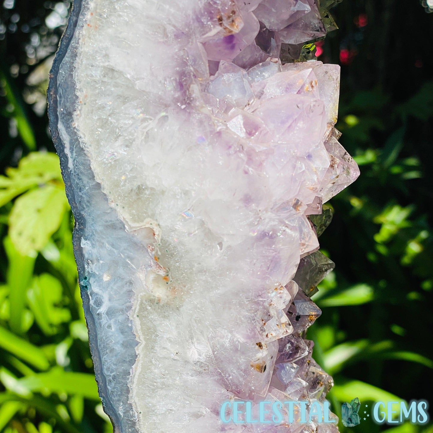 Amethyst Cluster Geode XL Slice on Stand