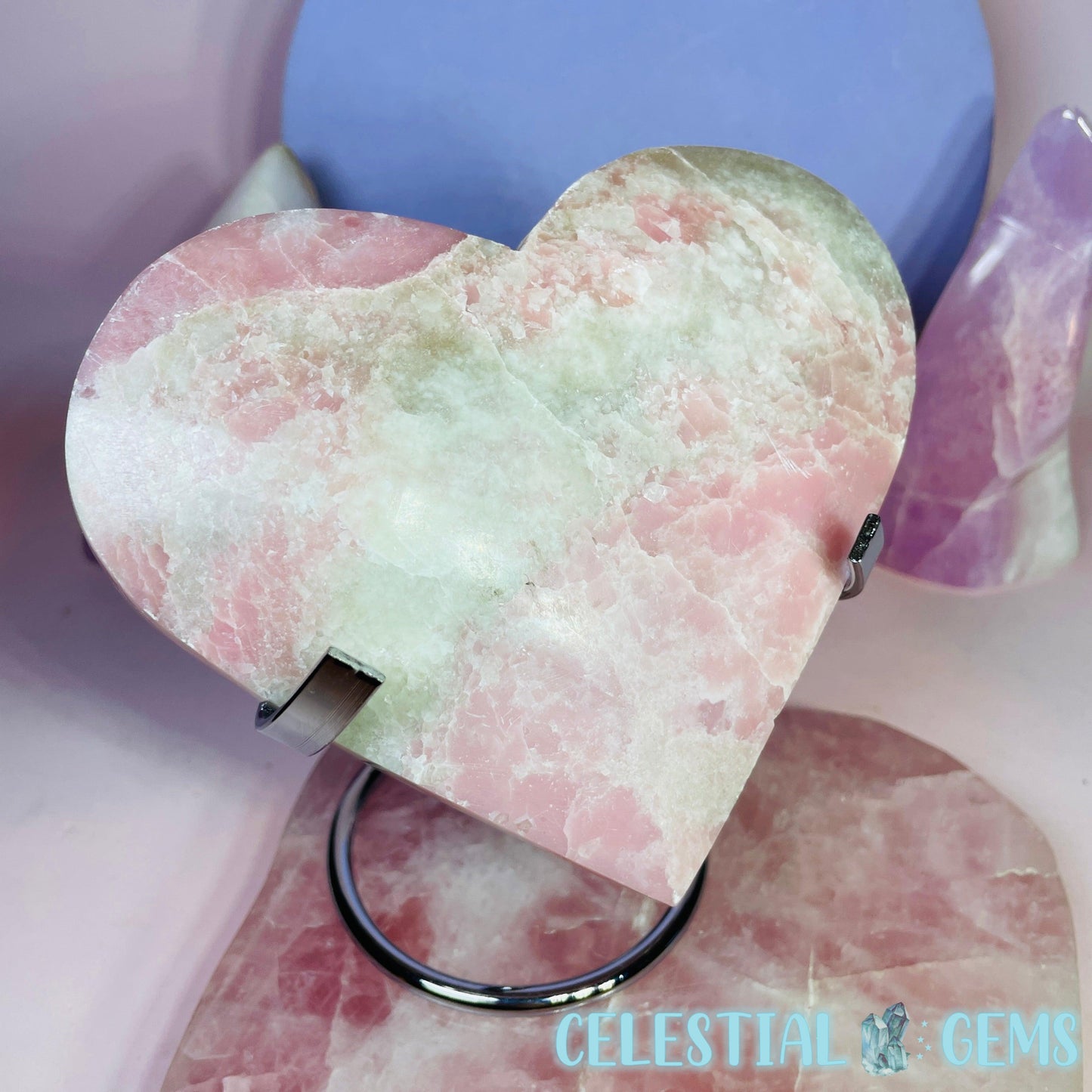 Pink Opal Heart Large Carving C