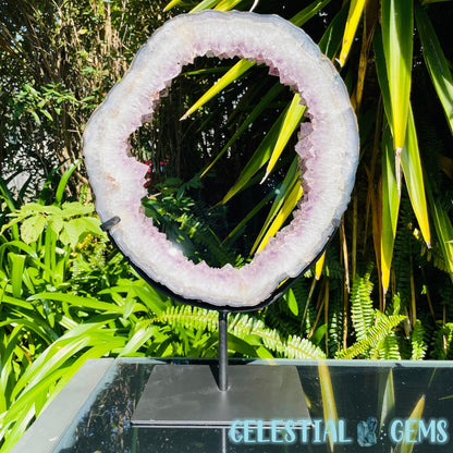 Amethyst Cluster Geode XL Slice on Stand